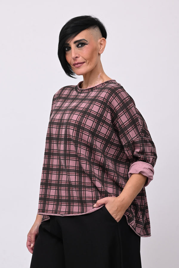 Felpa scatoletta tartan - Rosa