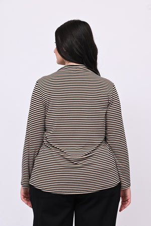 Maglia lupetto righe - Nero/Nude