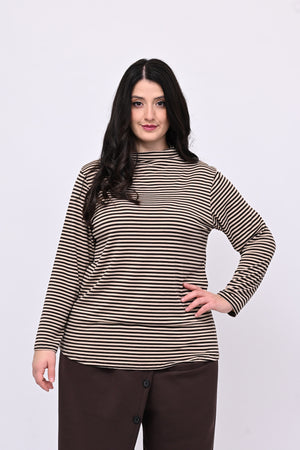 Maglia lupetto righe - Moro/Nude