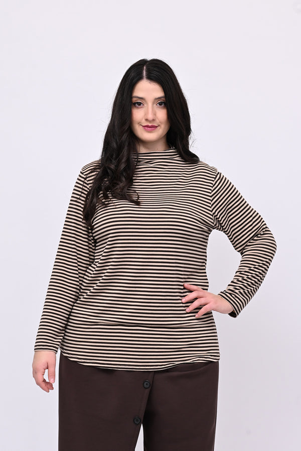 Maglia lupetto righe - Moro/Nude