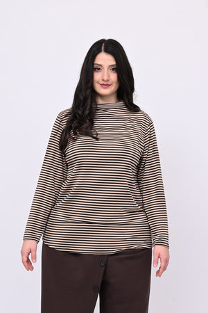 Maglia lupetto righe - Moro/Nude