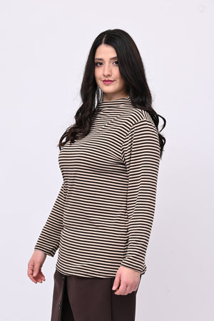 Maglia lupetto righe - Moro/Nude