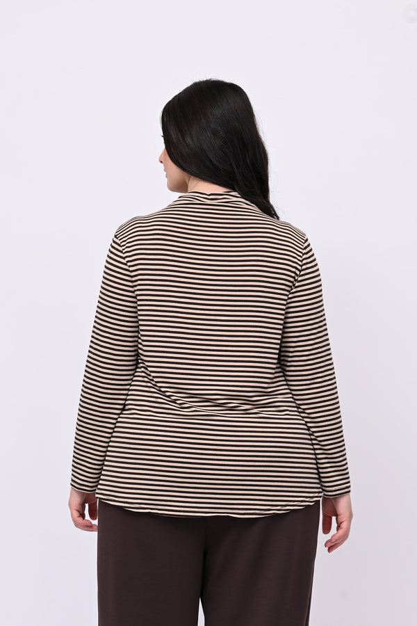 Maglia lupetto righe - Moro/Nude