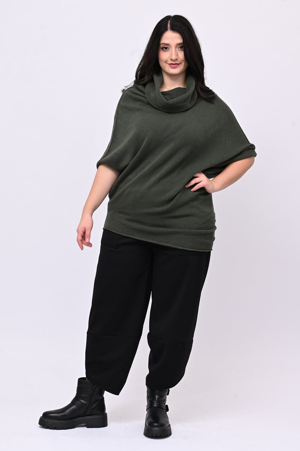 Maglia asimmetrica collone - Verde militare
