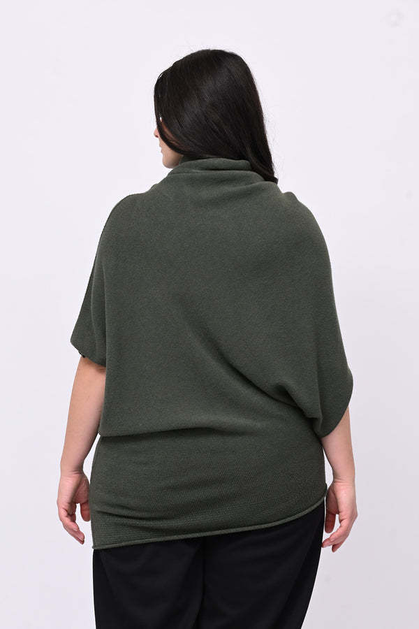 Maglia asimmetrica collone - Verde militare