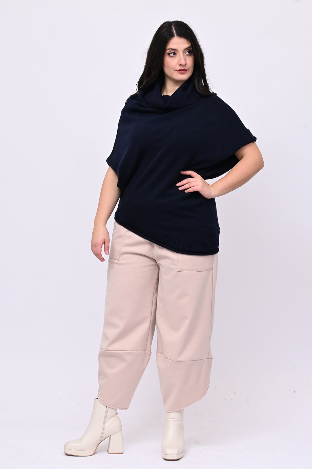 Maglia asimmetrica collone - BLU