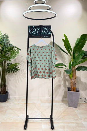 Blusa cotone pois - Verde salvia