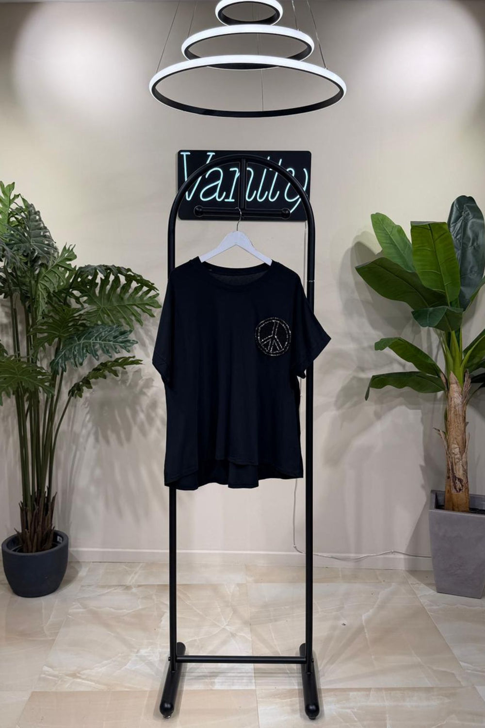 T-shirt PEACE paillettes - Nero
