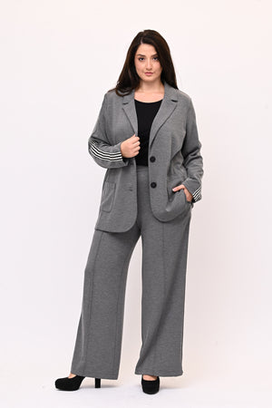 Pantalone piquette con banda - Grigio