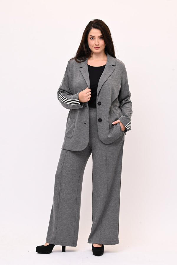 Pantalone piquette con banda - Grigio