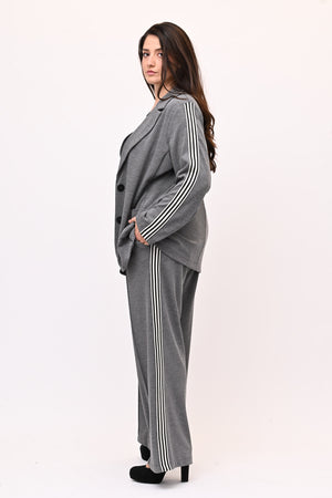 Pantalone piquette con banda - Grigio