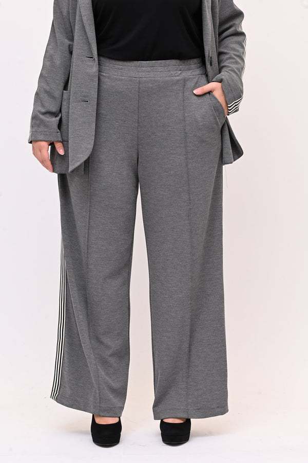 Pantalone piquette con banda - Grigio