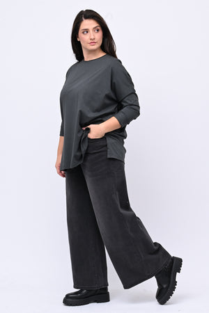 Maglia scatoletta spacchi - Grigio