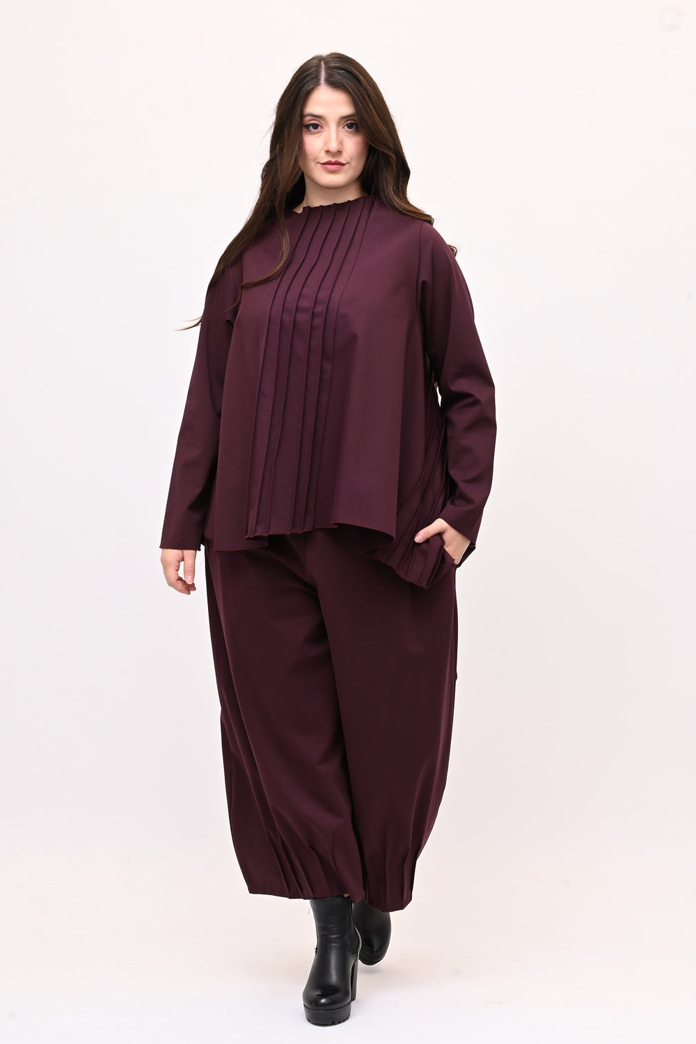 Completo punto Milano cuciture - Vino