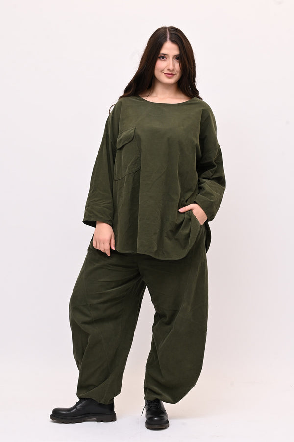 Completo costine tasche - Verde militare