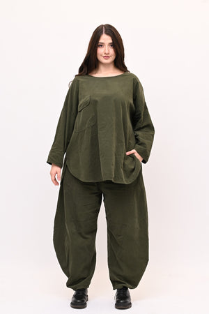 Completo costine tasche - Verde militare