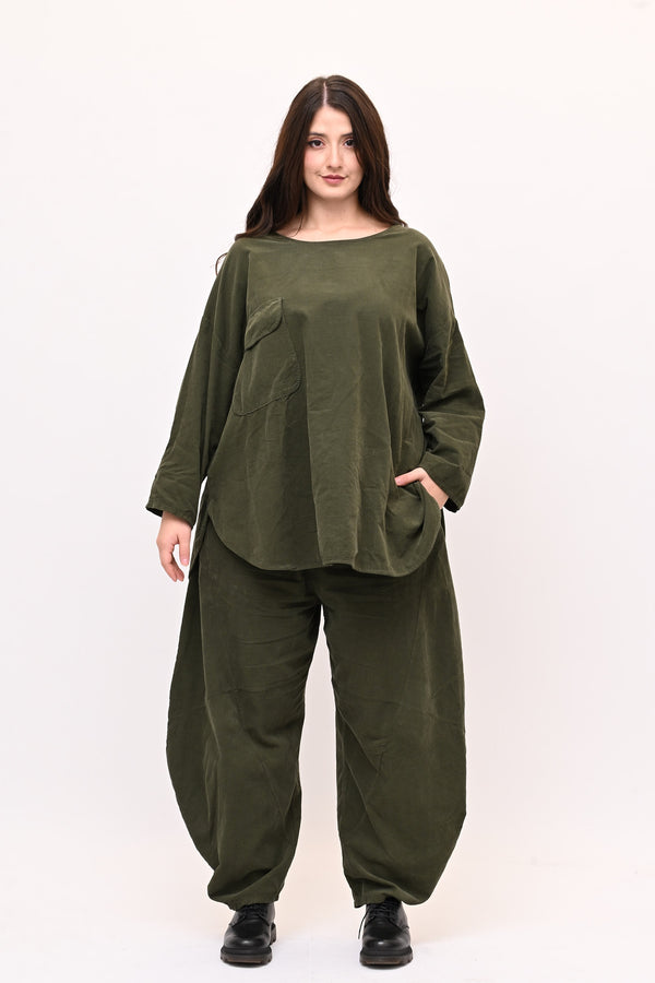 Completo costine tasche - Verde militare