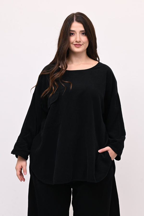 Completo costine tasche - Nero