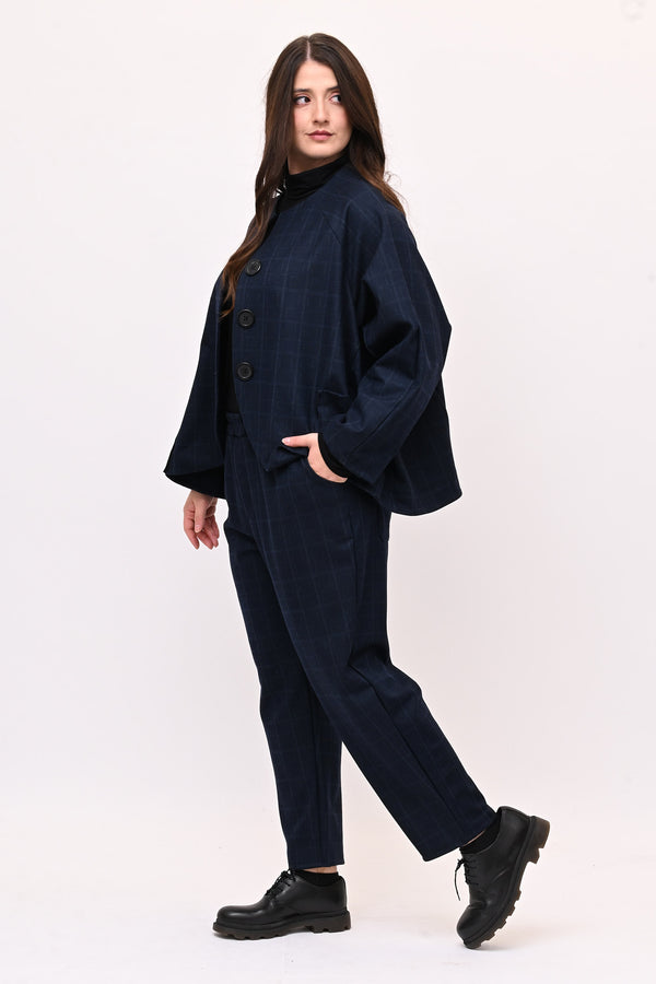 Completo fustagno quadri - Blu