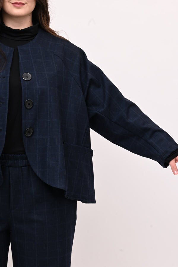 Completo fustagno quadri - Blu