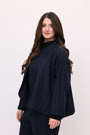 Completo fustagno quadri - Blu