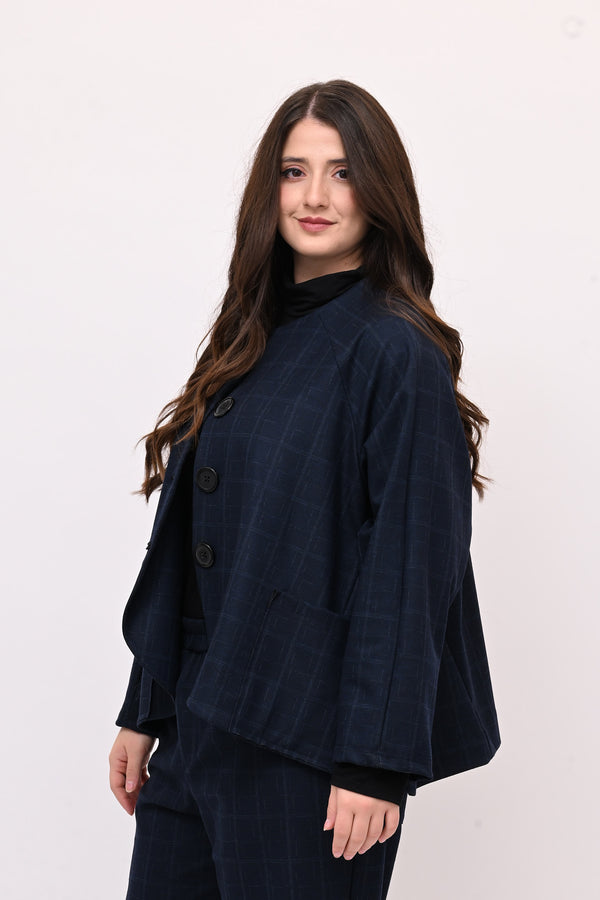 Completo fustagno quadri - Blu