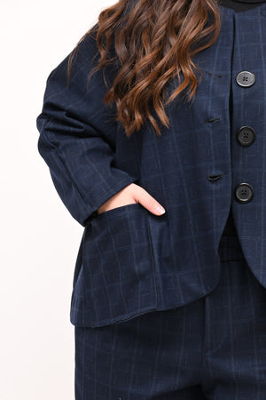 Completo fustagno quadri - Blu