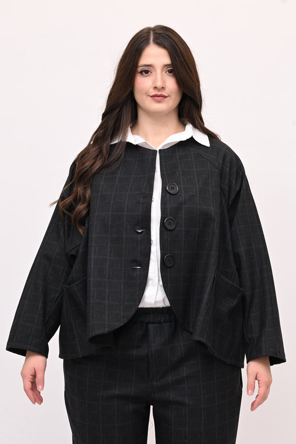 Completo fustagno quadri - Nero