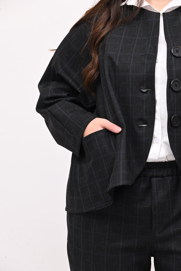 Completo fustagno quadri - Nero