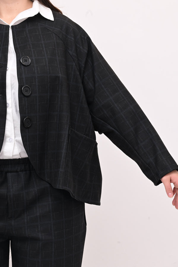 Completo fustagno quadri - Nero