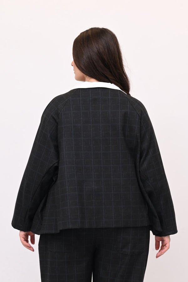 Completo fustagno quadri - Nero