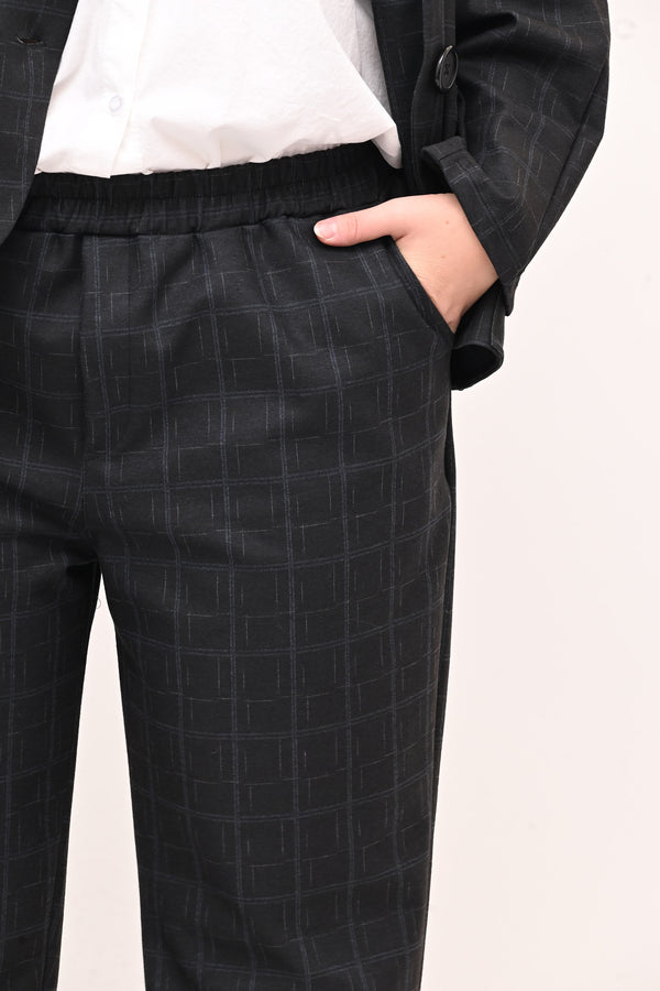 Completo fustagno quadri - Nero