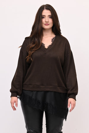 Pull raso pizzo - Moro