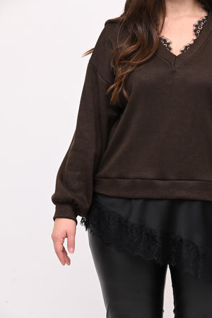 Pull raso pizzo - Moro
