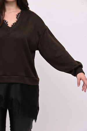 Pull raso pizzo - Moro