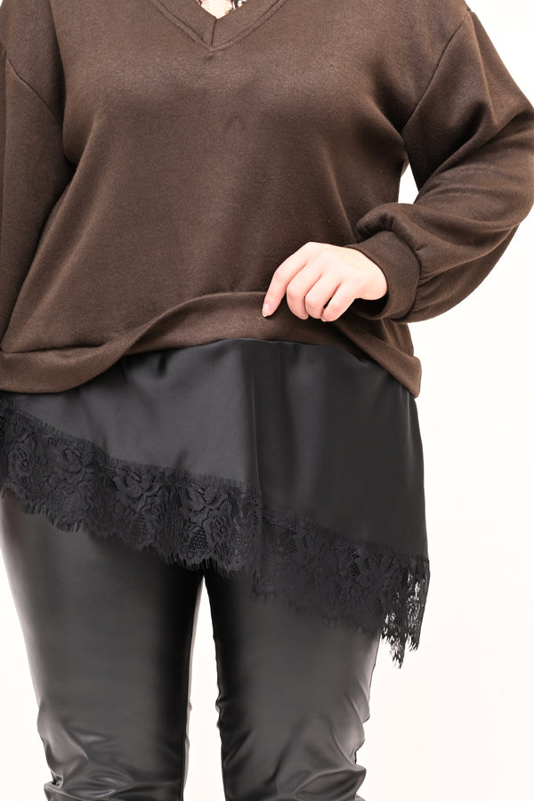 Pull raso pizzo - Moro