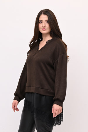 Pull raso pizzo - Moro