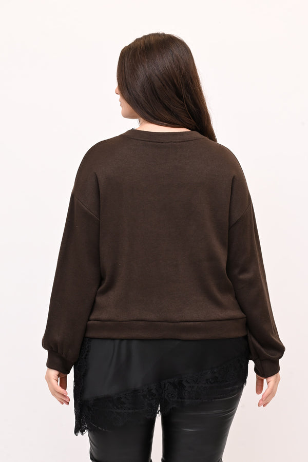 Pull raso pizzo - Moro