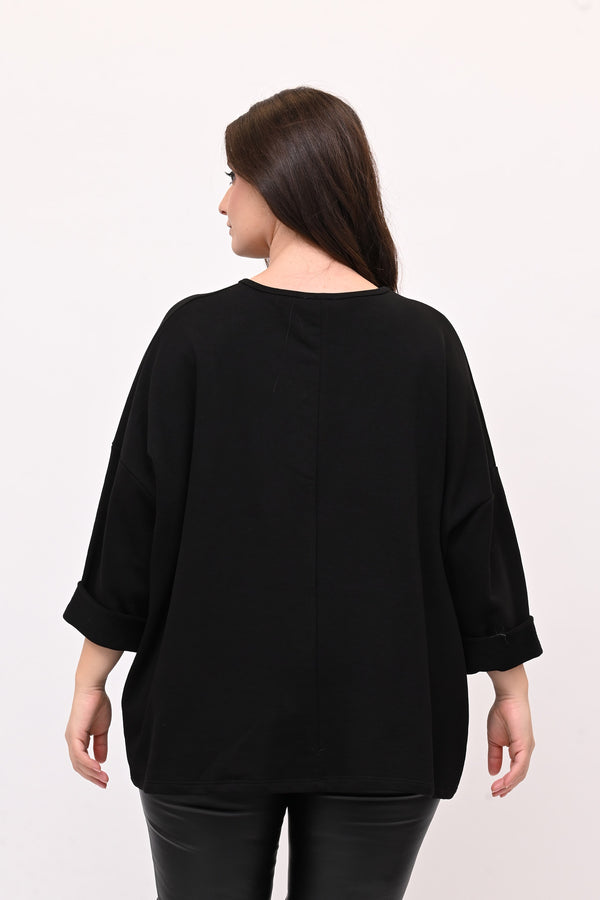 Maxi felpa scatola - Nero