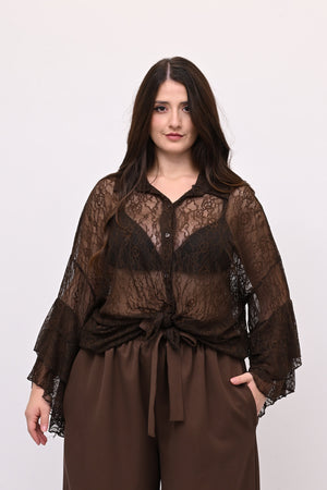 Camicia pizzo nodo - Moro