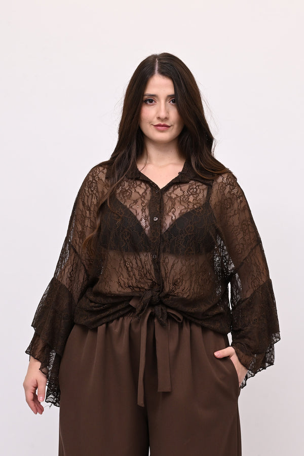 Camicia pizzo nodo - Moro