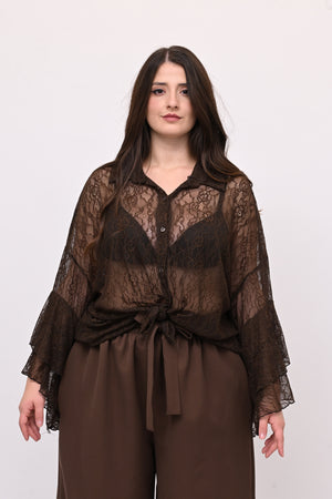 Camicia pizzo nodo - Moro