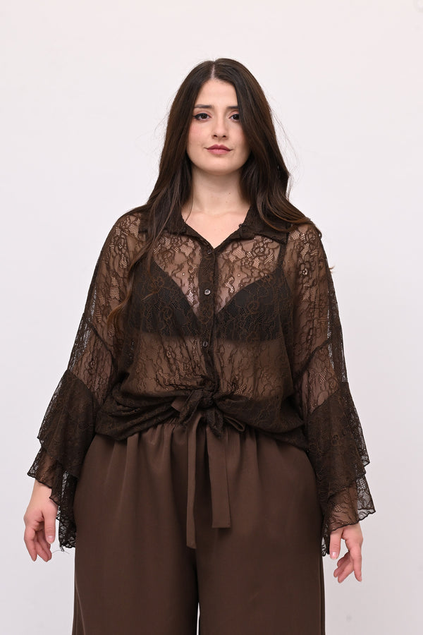 Camicia pizzo nodo - Moro