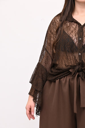 Camicia pizzo nodo - Moro