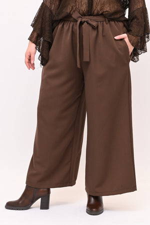 Pantalone palazzo cinta - Moro