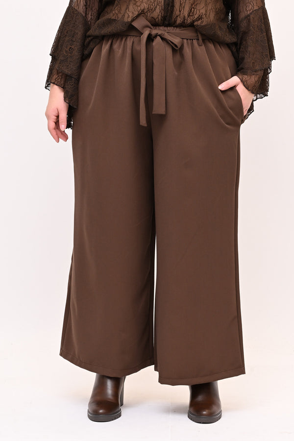 Pantalone palazzo cinta - Moro