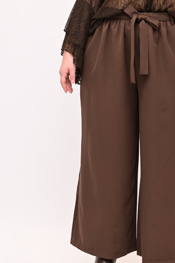Pantalone palazzo cinta - Moro