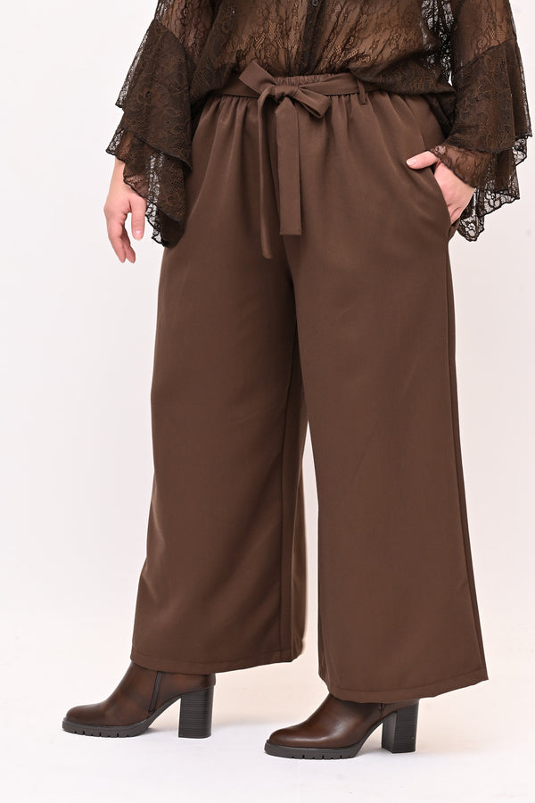 Pantalone palazzo cinta - Moro