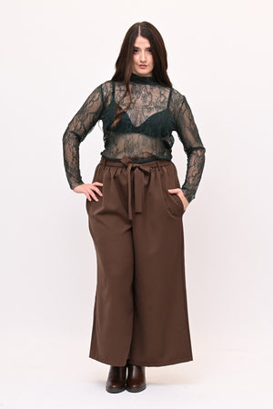 Lupetto pizzo bottone - Verde bottiglia