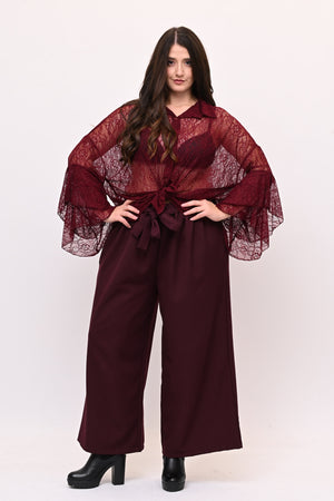 Pantalone palazzo cinta - Vino
